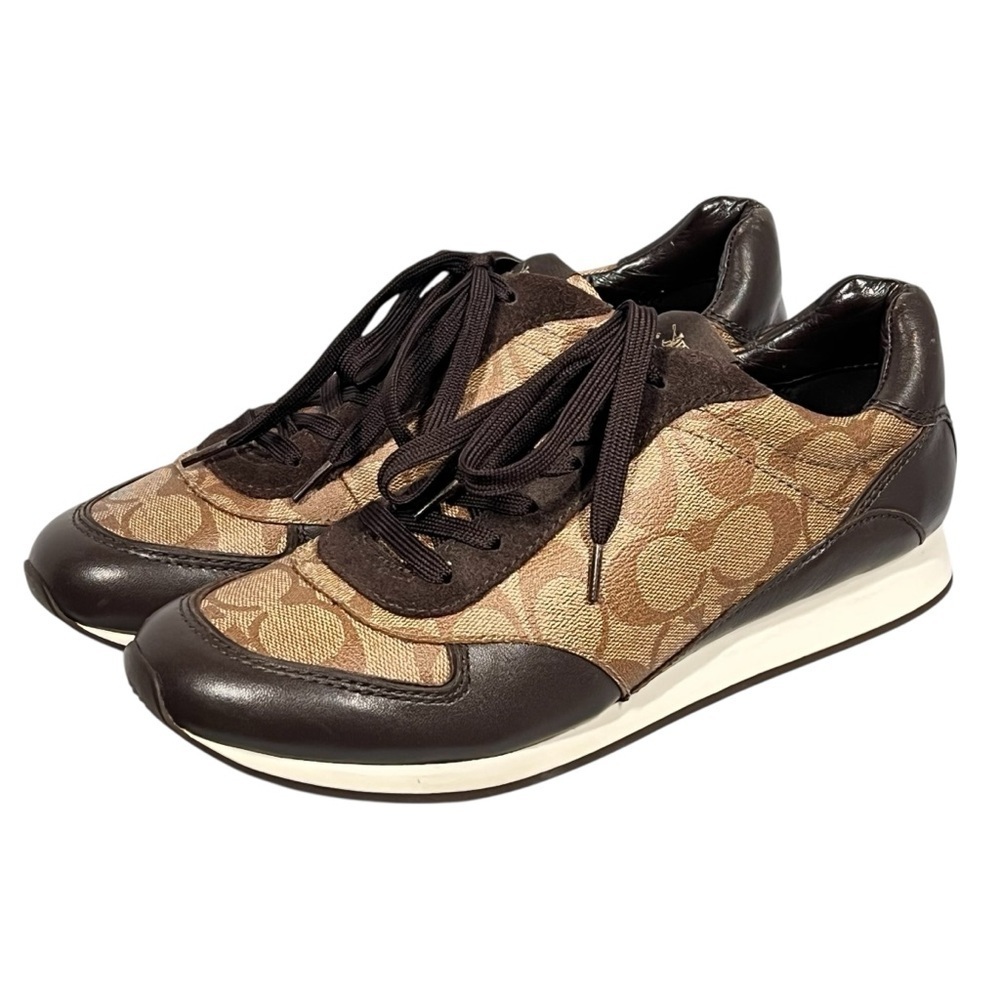 COACH Rebecca Khaki Chestnut Brown Sneakers Shoes Women's Size 8.5 - Picture 4 of 16